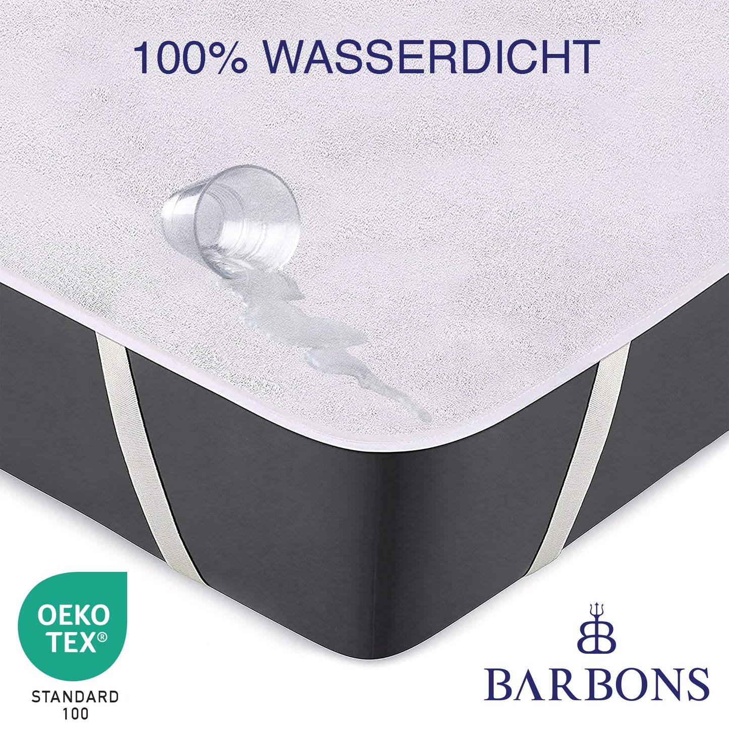 BARBONS Matratzenschoner 180x200 - Oeko-TEX Zertifiziert Matratzenschutz wasserdichte Matratzenauflage Inkontinenzunterlage waschbar Nässeschutz Atmungsaktiv (180x200cm)