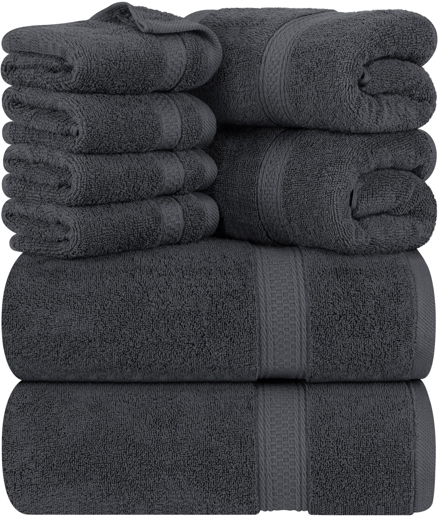 Utopia Towels 8 teilig Handtücher Set aus Baumwolle mit Aufhänger 2 Badetuch, 2 Handtücher und 4 Washclappen (Grau)