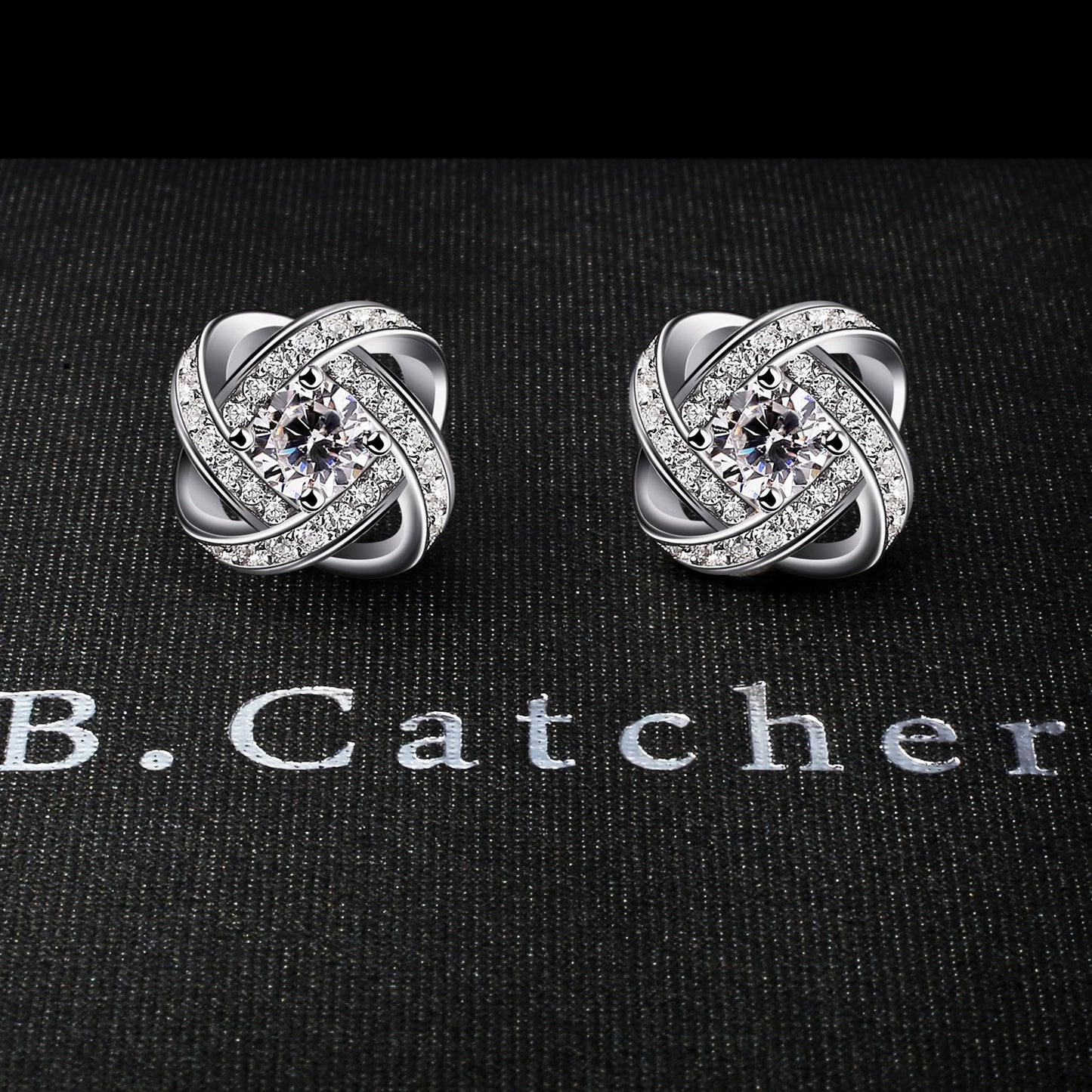 B.Catcher Ohrringe Damen Ohrstecker 925 Sterling Silber Ohrschmuck Twist-Würfel Liebe Set Schmuck Zirkonia Geschenk für Damen
