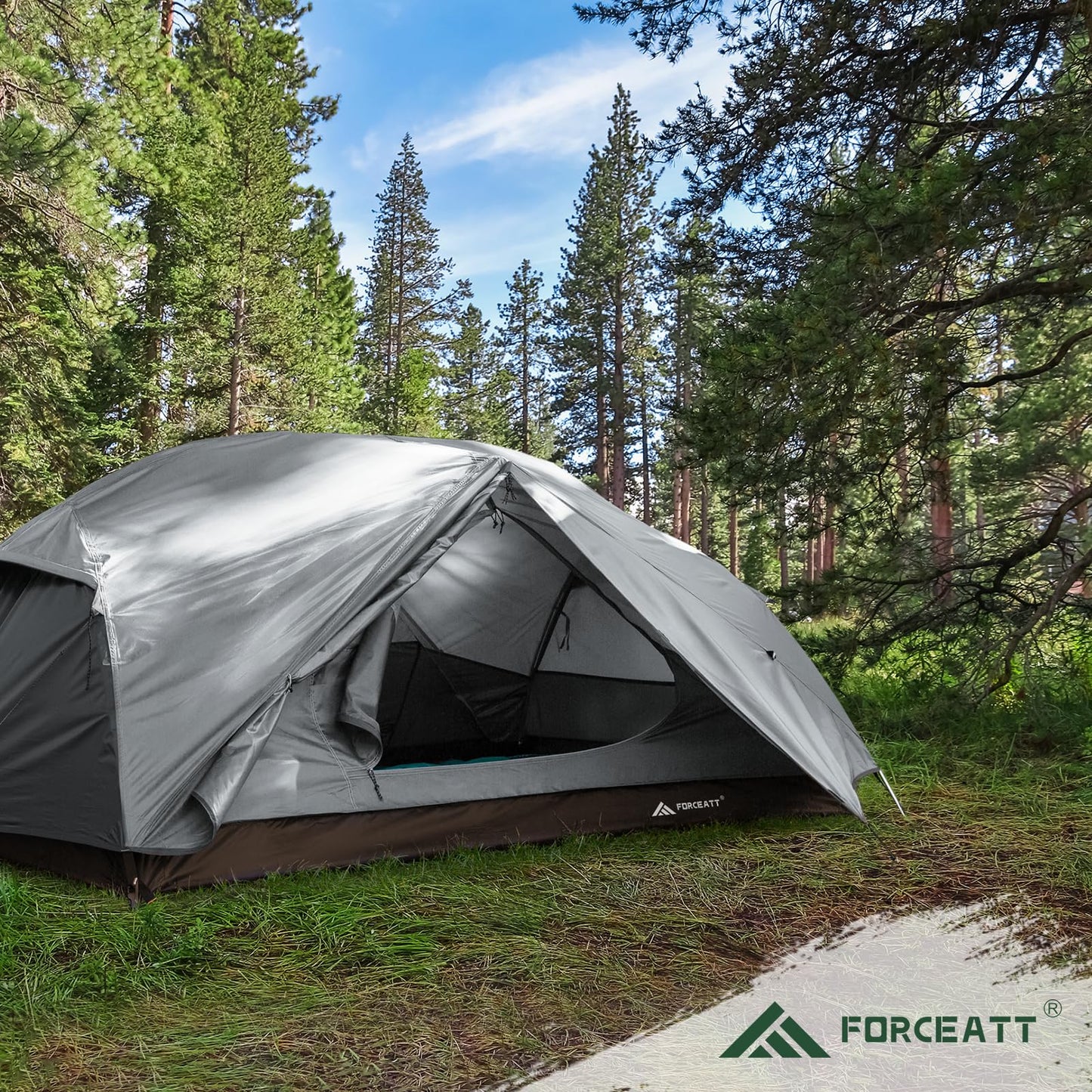 Forceatt Zelt 2 Personen Camping Zelt, 2 Doors Wasserdicht & Winddicht 3-4 Saison Ultraleichte Rucksack Zelt für Trekking, Camping, Outdoor.