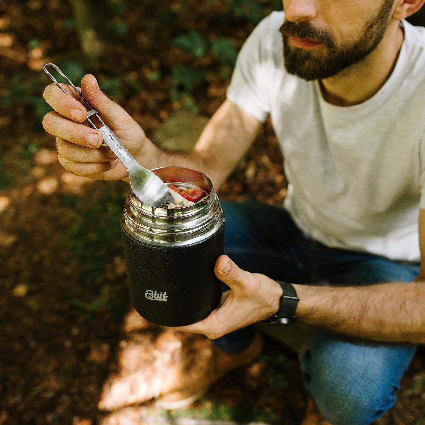 Esbit Thermobehälter Classic für Speisen - Warmhaltebehälter 1000 ml in Schwarz - aus Edelstahl für warme und kalte Lebensmittel