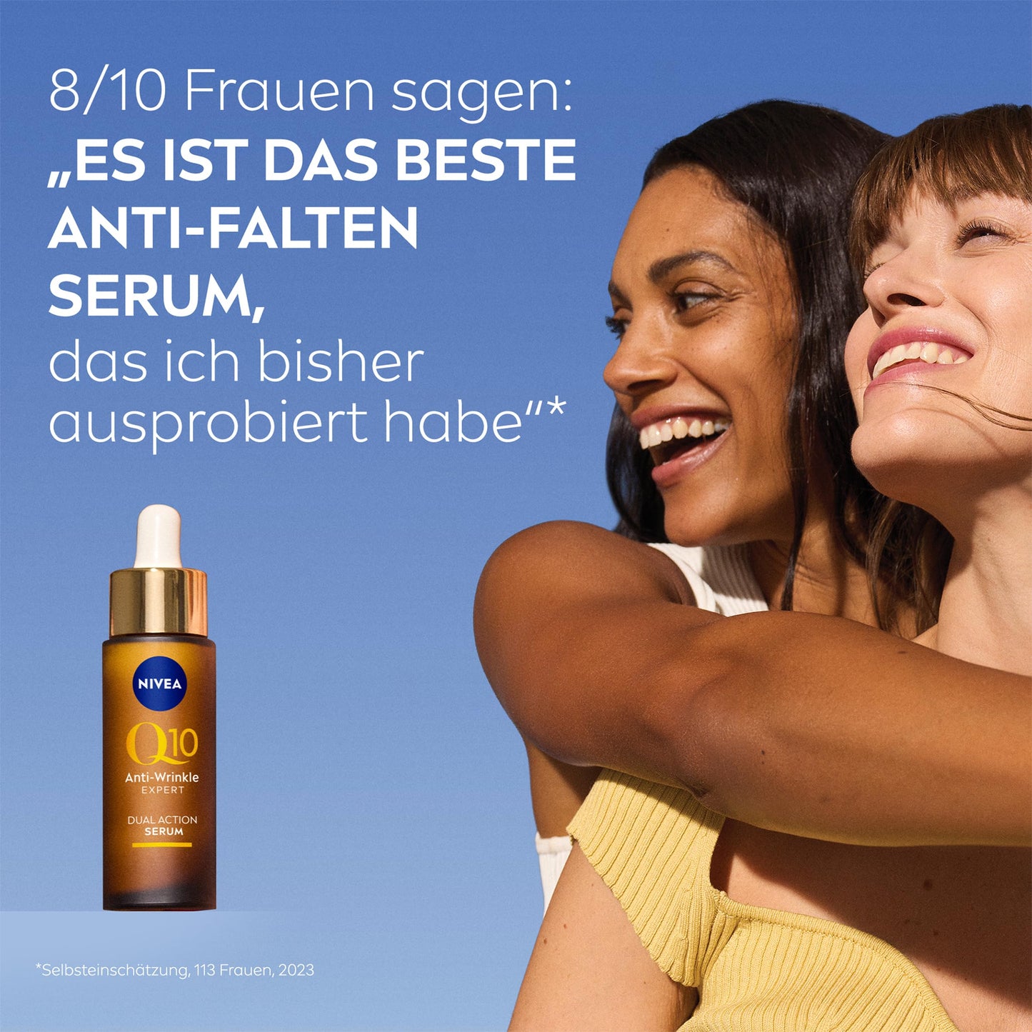 NIVEA Anti-Age Serum, Anti-Falten Serum mit Q10 mildert Falten und beugt ihrer Neuentstehung vor, straffendes Gesichtsserum mit Glycostop, Q10 Anti-Falten Experte Dual Action Serum (30 ml)