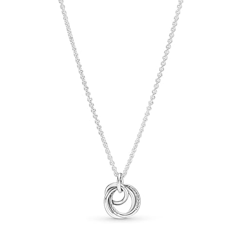 PANDORA Moments Familie Für Immer Verschlungener Anhänger Halskette mit Karabiner-Verschluss aus Sterling-Silber, Kompatibel Moments Armbänder, Größe: 60cm