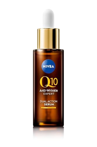 NIVEA Anti-Age Serum, Anti-Falten Serum mit Q10 mildert Falten und beugt ihrer Neuentstehung vor, straffendes Gesichtsserum mit Glycostop, Q10 Anti-Falten Experte Dual Action Serum (30 ml)