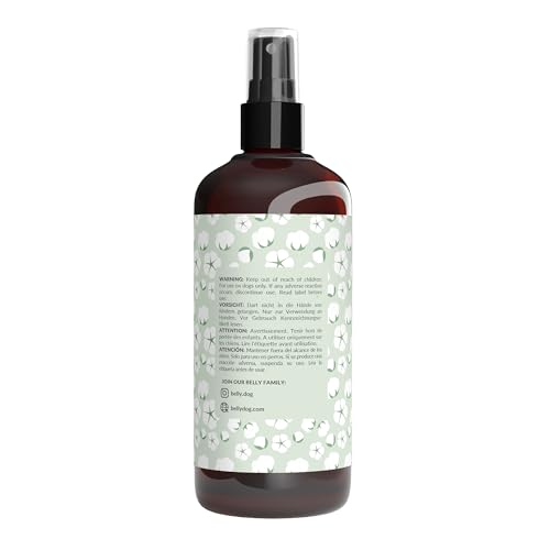Belly® Deodorant für Hunde - 250ml - Frisches Baumwollaroma - Neutralisiert unangenehme Gerüche - pH neutral - Hundeparfüm - Hunde Parfüm, Fellpflegespray, Welpenparfum