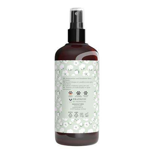 Belly® Deodorant für Hunde - 250ml - Frisches Baumwollaroma - Neutralisiert unangenehme Gerüche - pH neutral - Hundeparfüm - Hunde Parfüm, Fellpflegespray, Welpenparfum