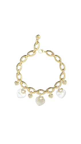 GUESS Damenarmband Hearts Weiß Goldfarben 20,5 cm JUBB05204JWYGWHS