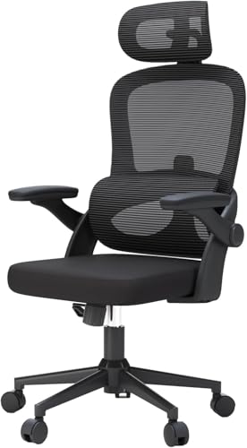 SIHOO M102C Bürostuhl Ergonomisch Schreibtischstuhl, Drehstuhl mit 3D-Armlehnen, Hohe Rückenlehne Lendenwirbelstütze Nach Oben und Unten, Höhenverstellung und Wippfunktion Schwarz