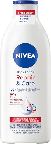 NIVEA Body Lotion Repair & Care, Lotion für sehr trockene Haut & zur Linderung von Spannungsgefühlen, Körperlotion mit Glycerin, Niacinamid & Provitamin B5 (400 ml)