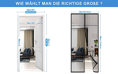 DIKER Fliegengitter Magnet Tur, Balkontür Insektenschutz Fliegenvorhang Magnetisch Türe, Insektenschutz Vorhang tür Terrassentür, Insektengitter Lamellenvorhang Magnetvorhang (160 x 210cm, Schwarz)