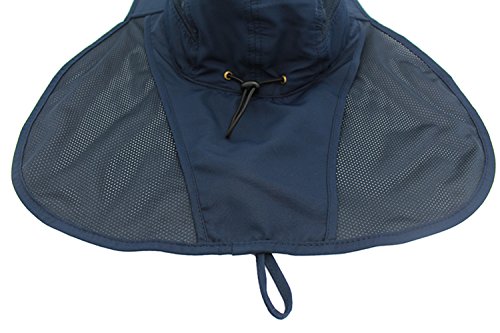 gg st Sonnenhut Herren Damen UPF 50+ Outdoor UV Summer Cap mit Nackenschutz Hiking Fischerhut Strand Faltbar Safari Buschhüte Mesh Hat, Dunkelblau
