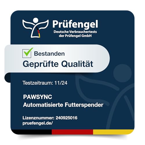 Pawsync Smart Futterautomat, 3 Stück, Farbwechselnde Erinnerung, Haustierfutter-Trockenmittel hält Futter trocken & frisch, bis zu 3 Monate, App-Benachrichtigungen