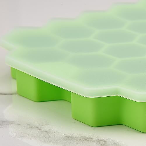 Guowall Eiswürfelform Silikon, Wabeneiswürfelform mit Deckel Ice Cube Tray 2 Stück 37-Fach