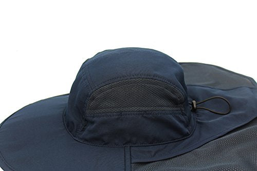 gg st Sonnenhut Herren Damen UPF 50+ Outdoor UV Summer Cap mit Nackenschutz Hiking Fischerhut Strand Faltbar Safari Buschhüte Mesh Hat, Dunkelblau