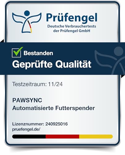 Pawsync Smart Futterautomat, 3 Stück, Farbwechselnde Erinnerung, Haustierfutter-Trockenmittel hält Futter trocken & frisch, bis zu 3 Monate, App-Benachrichtigungen
