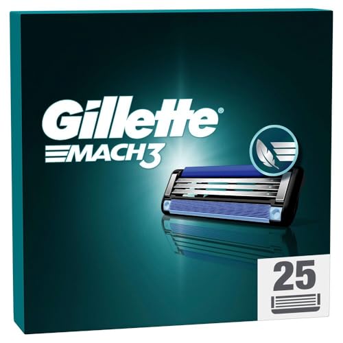 Gillette Mach3 Standard Rasierklingen für Männer, 25 Gillette Ersatzklingen, mit Gleitstreifen für ein sanftes Gleiten und NEUER Klingenbeschichtung
