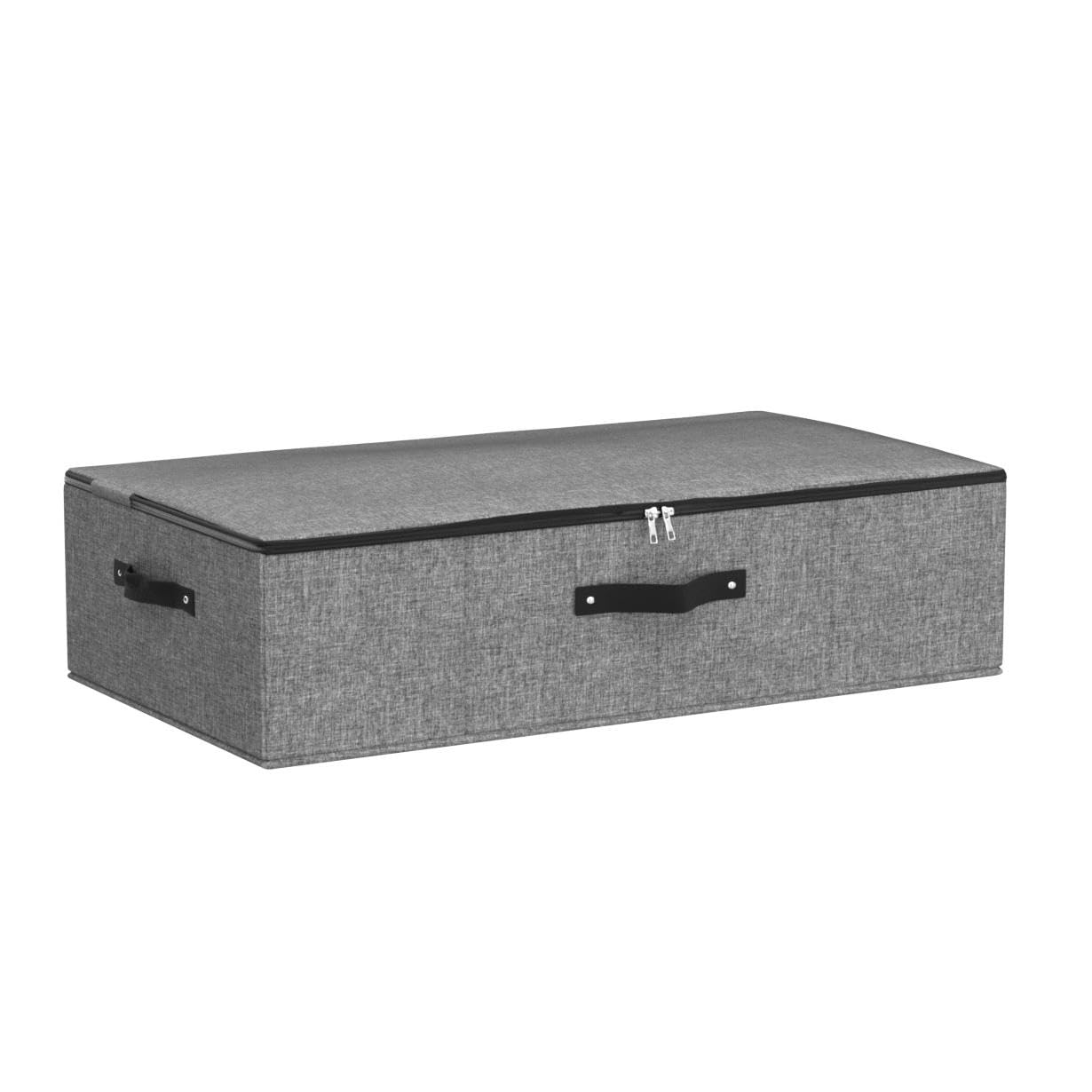 Faltbarer Unterbett-Aufbewahrungskorb [2er Pack] mit strapazierfähigem Stoff für Kleidung, Schuhe, Spielzeug, Decke, Tröster-Organizer-Behälter, Schwarz Grau