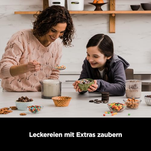 Ninja CREAMi Eismaschine & Frozen Dessert Maker mit 3 Behältern, 7 Programmen, macht Eiscreme, Gelato, Sorbet, Smoothie Bowl, Milchshakes und mehr, macht 1,4 L Eiscreme, Schwarz & Kupfer, NC300EUCP