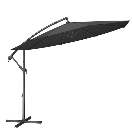 SONGMICS Sonnenschirm, Ampelschirm 300 cm d, mit Ständer, Sonnenschutz Balkon, Balkonschirm, UV-Schutz UPF 50+, mit Kurbel zum Öffnen und Schließen, für Terrasse, Garten, grau GPU116G01