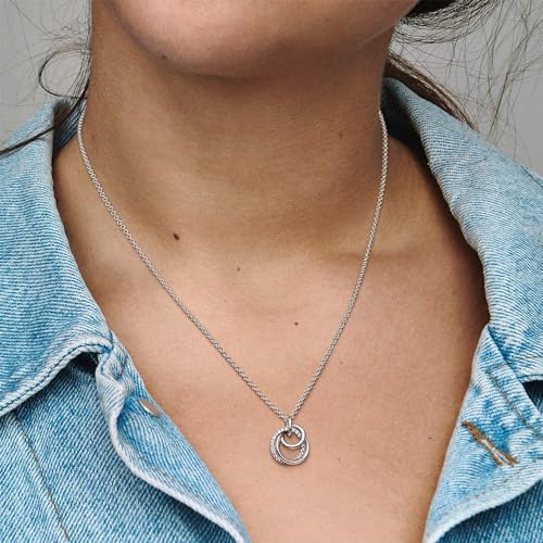 PANDORA Moments Familie Für Immer Verschlungener Anhänger Halskette mit Karabiner-Verschluss aus Sterling-Silber, Kompatibel Moments Armbänder, Größe: 60cm