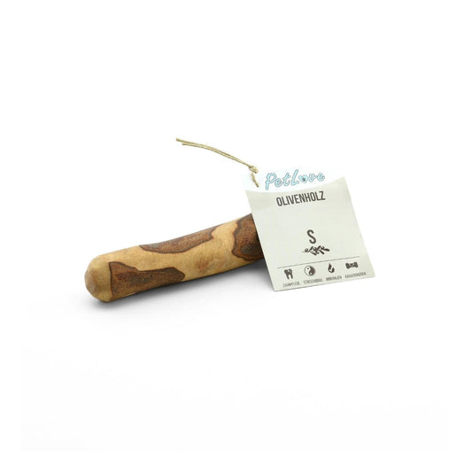 PetLove Kauholz für Hunde aus Olivenholz • Holzknochen als Hundespielzeug • Kauknochen als Zahnpflege & Kauspielzeug für Hund • Größe: S (60-99g) • Ideal für Welpen & kleine Hunde