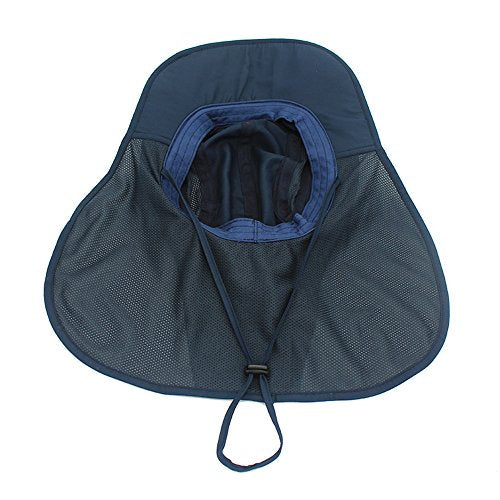 gg st Sonnenhut Herren Damen UPF 50+ Outdoor UV Summer Cap mit Nackenschutz Hiking Fischerhut Strand Faltbar Safari Buschhüte Mesh Hat, Dunkelblau