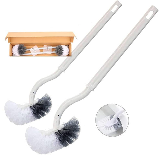 2 Pack Toilettenbürste, Klobürste mit randreiniger, Upgrade WC Bürste, Klobürste gebogen, Langer Stiel, Kunststoff-Toilettenbürstenset mit Starken Borsten für Tiefenreinigung