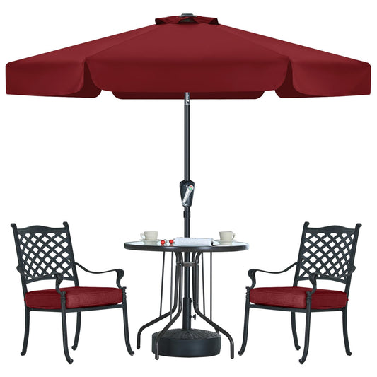 MasterCanopy 230 cm Sonnenschirm mit Volant Patioschirm Gartenschirm Terrassenschirm Tischschirm Martkschirm, Burgund