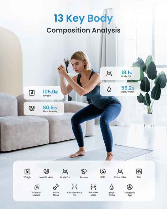 RENPHO Personenwaage Körperfettwaage, Waage Personen mit App 180 kg/400 lbs, Körperwaage Digital Bluetooth Körperanalysewaage für Körperfett, BMI, Muskelmasse, Protein, BMR, Schwarz