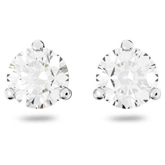Swarovski Stilla Ohrstecker, Rundschliff, Weiß, Rhodiniert