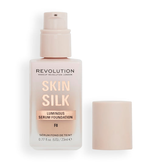 Makeup Revolution, Skin Silk Serum Foundation, Light to Medium Coverage, Contains Hyaluronic Acid, F8, 23ml