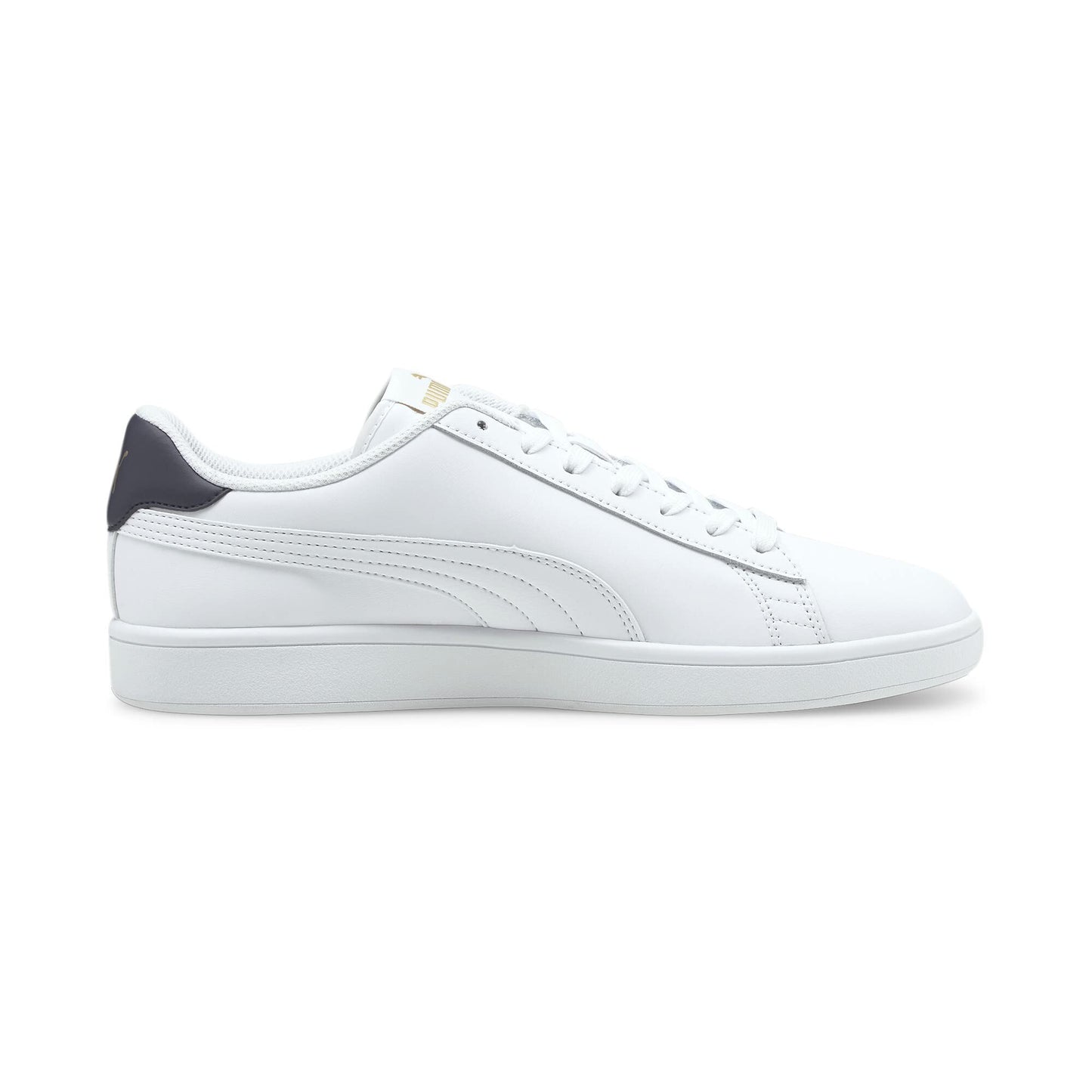 PUMA Unisex Puma Smash v2 L Low-Top, Puma White-Puma White-Peacoat-Puma Team Gold, 42 EU