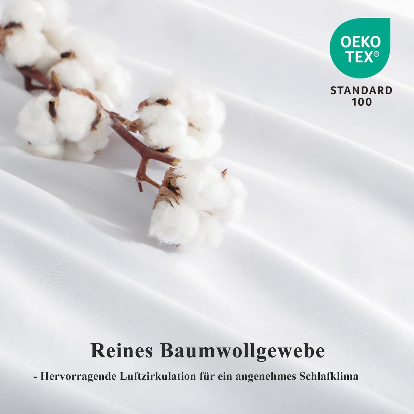Aisbo Bettwäsche 135x200 Baumwolle 4teilig - Bettwäsche-Sets Weiß Bettbezug 135 x 200 2er Set mit 2 Kissenbezüge 80x80 cm, Weiss Baumwollbettwäsche Set, Oeko-TEX Bettwäsche Weiß mit Reißverschluss