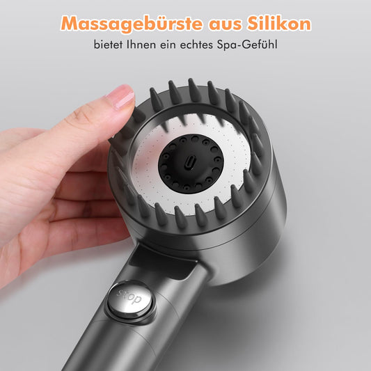 Duschkopf mit Filter MEKO Hochdruck Handbrause mit Filtration in 15 Schichten 1,5M Schlauch 3 Strahlarten Sparduschkopf für Entfernen vom harten Wasser, Rest-Chlor, Bakterien und Schwermetall