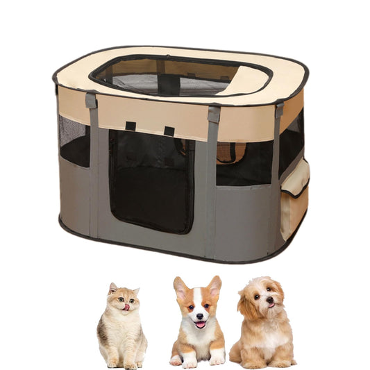 WAVATA Welpenlaufstall Tierlaufstall – Faltbarer Laufstall für Haustiere, 70x55x40cm, Oxford Wasserdichter Welpenauslauf für Hunde,Kaninchen,Katzen und Meerschweinchen, Indoor & Outdoor(Grau)