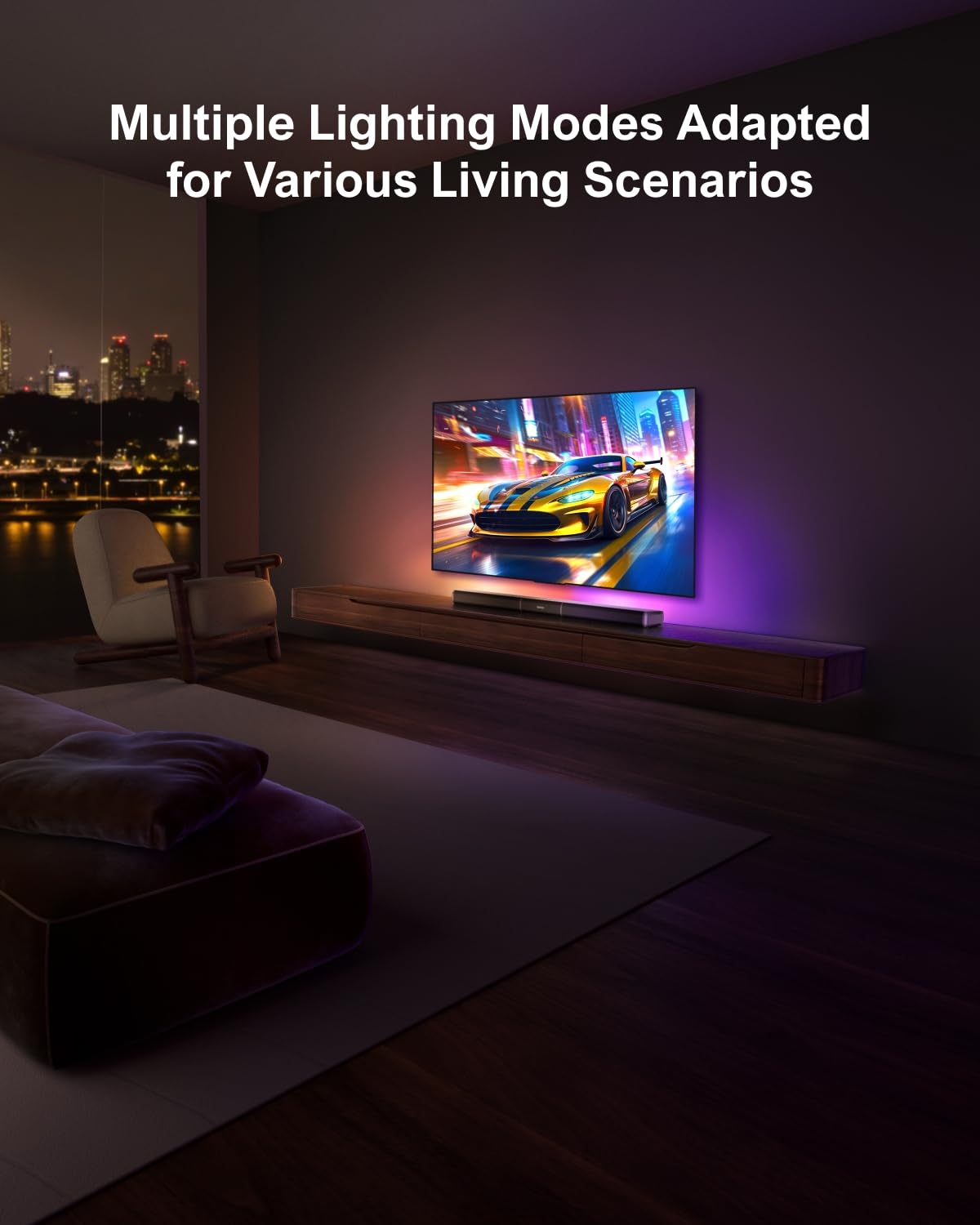 ULTIMEA 5.0ch Soundbar für TV Geräte, Soundbar mit RGB-Beleuchtung für Heimkino, teilbare PC Soundbar mit App-Steuerung, Soundsystem mit verstellbarem EQ, Bluetooth 5.3, HDMI-ARC/Opt/AUX, Apollo S70