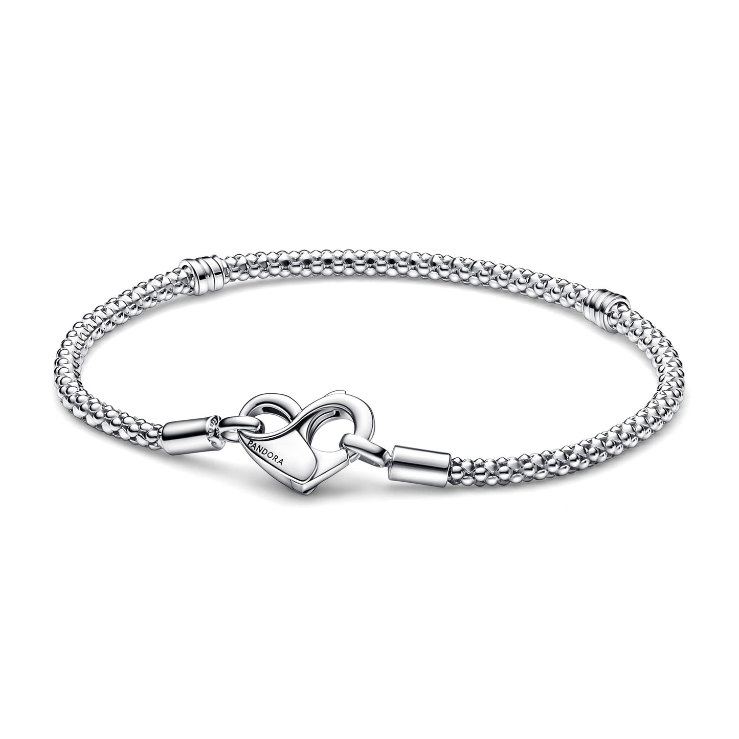 PANDORA Armband mit Infinity Herzverschluss aus Sterlingsilber in der Farbe Silber, Kompatibel mit PANDORA Moments Armbänder, Länge: 20cm, 592453C00-20