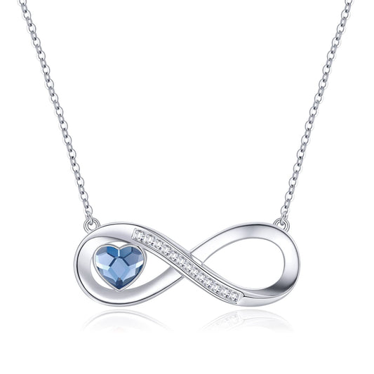 LOUISA SECRET Kette Damen Infinity Herz Halskette 925 Sterling Silberr or Messing mit Rose Gold, Kristall Ketten Anhänger mit Zirkonia, Geburtstag Valentinstag Weihnachten Muttertag Schmuck Geschenke