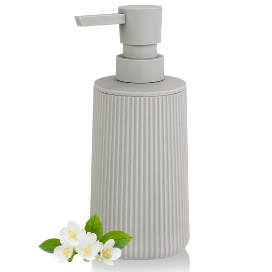 Moderne Seifenspender Beige Kunststoff Spülmittelspender, Seifenspender Bad für Badezimmer, Arbeitsplatte, Küche, Soap Dispenser mit Pumpspender (Beige)