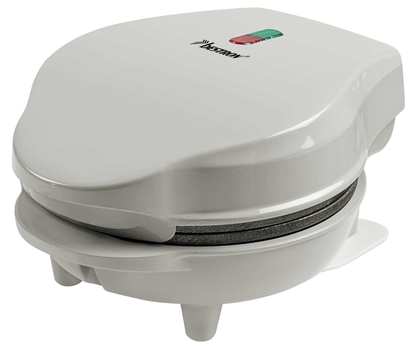 Bestron Mini-Waffeleisen für klassische Waffeln, kleiner Waffelmaker mit Antihaftbeschichtung, für Kindergeburtstage, Familienfeiern, Ostern oder Weihnachten, Backfläche Ø 10cm, Farbe: Grau