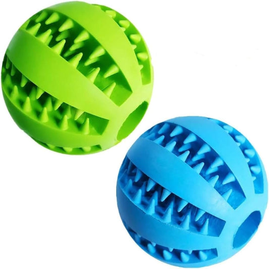 Feixun Pets Hundespielzeug Ball Hund Feeder Ball Snack Ball aus Naturkautschuk Gummi Hunde Interaktive Bälle Ø 7.6-8.1cm Blau Grün (Type B 7.6cm Blue & Mint Green)
