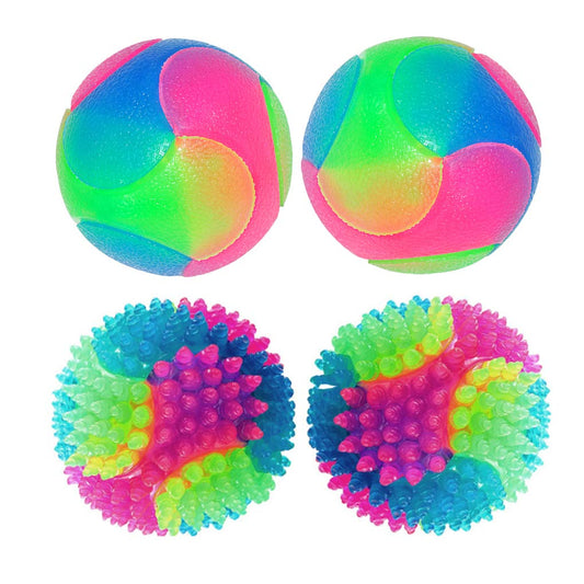 FineInno 4 pcs Leuchtball,Stachelball Hund,Leuchtender Hundeball,Ball für Hunde,Dog Ball ﻿