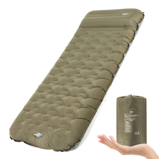 NIKYPJ Isomatte Selbstaufblasend【Benötigt Fußinflation】, 12cm Luftmatratze Camping, Aufblasbare Isomatte Ultraleicht Wasserfest mit Kissen für Wandern, Draussen, Camping, Reisen