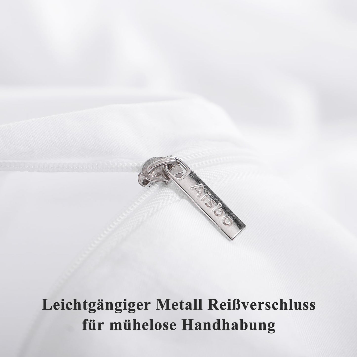 Aisbo Bettwäsche 135x200 Baumwolle 4teilig - Bettwäsche-Sets Weiß Bettbezug 135 x 200 2er Set mit 2 Kissenbezüge 80x80 cm, Weiss Baumwollbettwäsche Set, Oeko-TEX Bettwäsche Weiß mit Reißverschluss