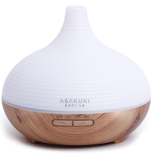 ASAKUKI 300ml Aroma Diffuser für Duftöle, Premium Ultraschall Luftbefeuchter Aromatherapie Öle Diffusor mit 7 farbigem LED Licht, BPA Free Schlafzimmer, Büro, Spa