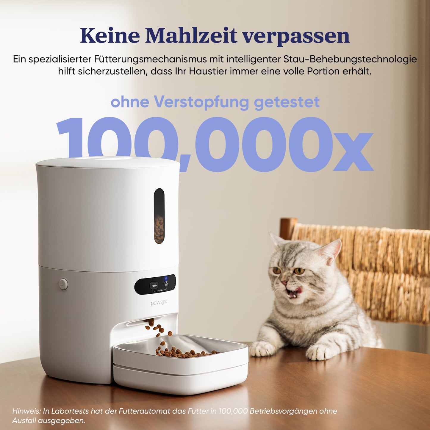 Pawsync Smart Futterautomat, 3 Stück, Farbwechselnde Erinnerung, Haustierfutter-Trockenmittel hält Futter trocken & frisch, bis zu 3 Monate, App-Benachrichtigungen