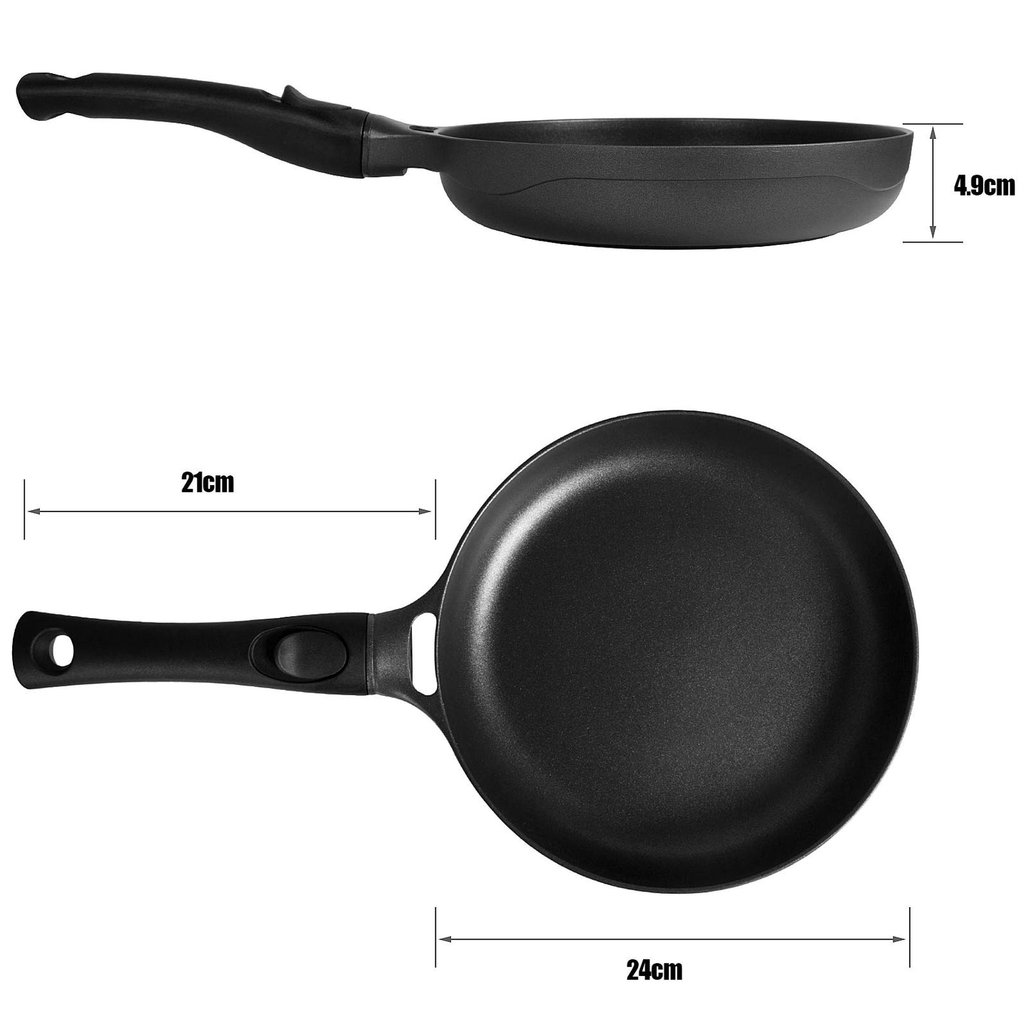 Gotoll Induktionspfanne, 24 cm, antihaftbeschichtet, Aluminium, Cracker, abnehmbarer Griff, für Pfannkuchen, Steak, Ei, Blinis BPA Free – Schwarz
