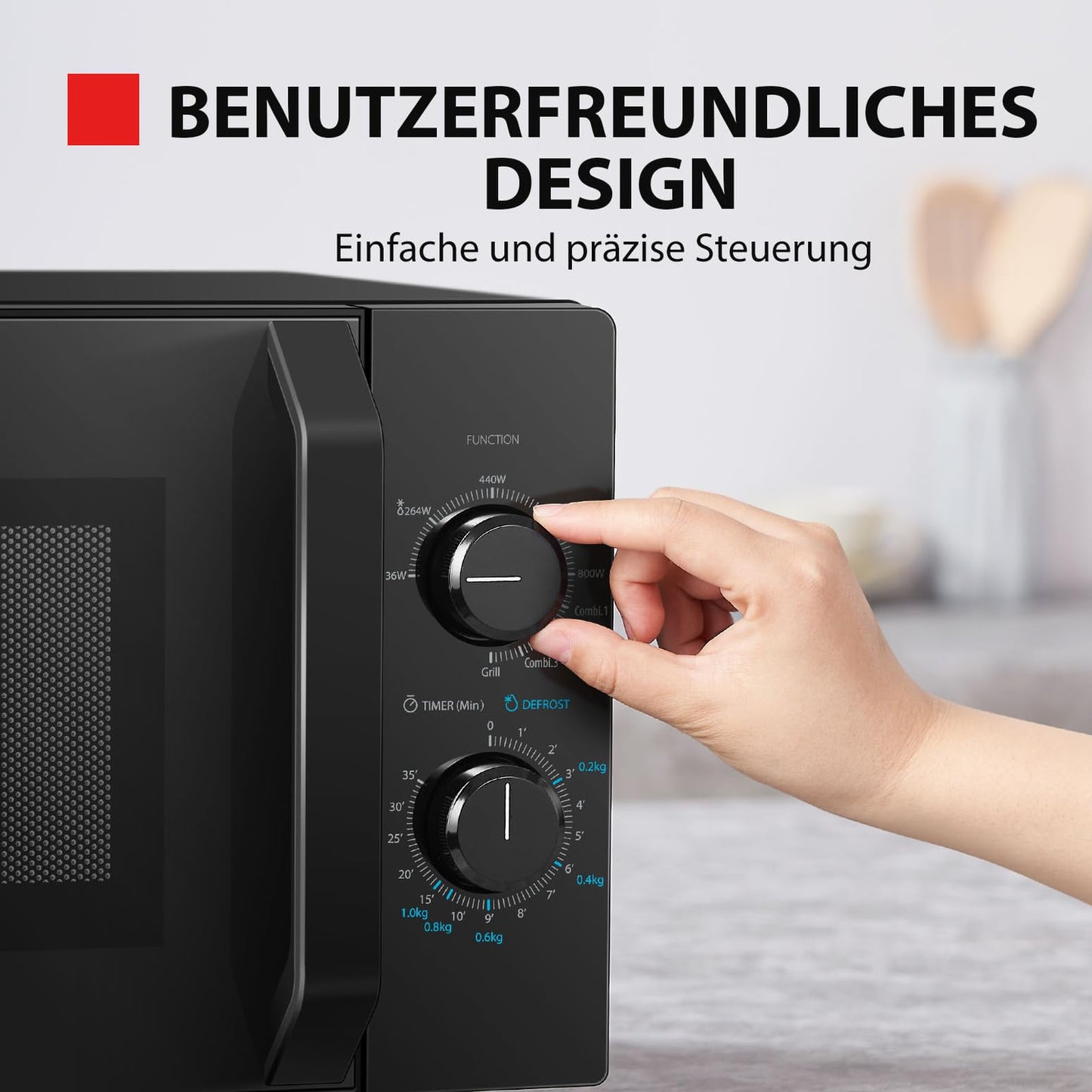 Toshiba MW2-MM20PF(BK) Freistehend Mikrowelle/Solo-Mikrowelle / 20L / 800W / 5 Leistungsstufen mit praktischer Auftaufunktion/LED-Beleuchtung im Innenraum/Schwarz