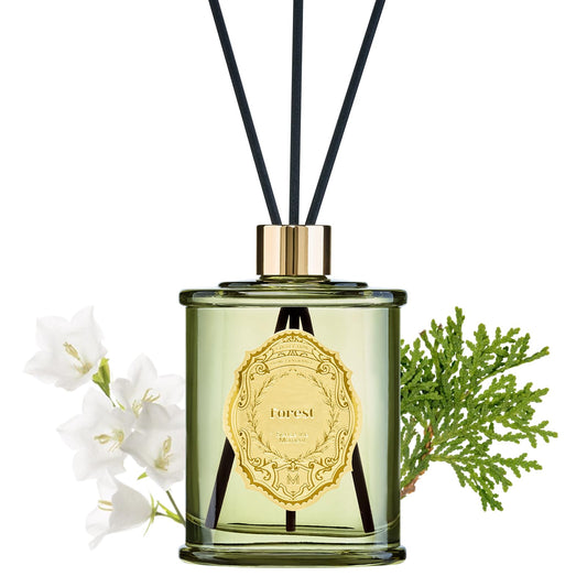 M&SENSE Raumduft Wald Duft 240ml|Reed Diffuser mit 5 Duftstäbchen|Luxus Lufterfrischer für Badezimmer,Wohnung,Heimdekoration|Raumduft Stäbchen