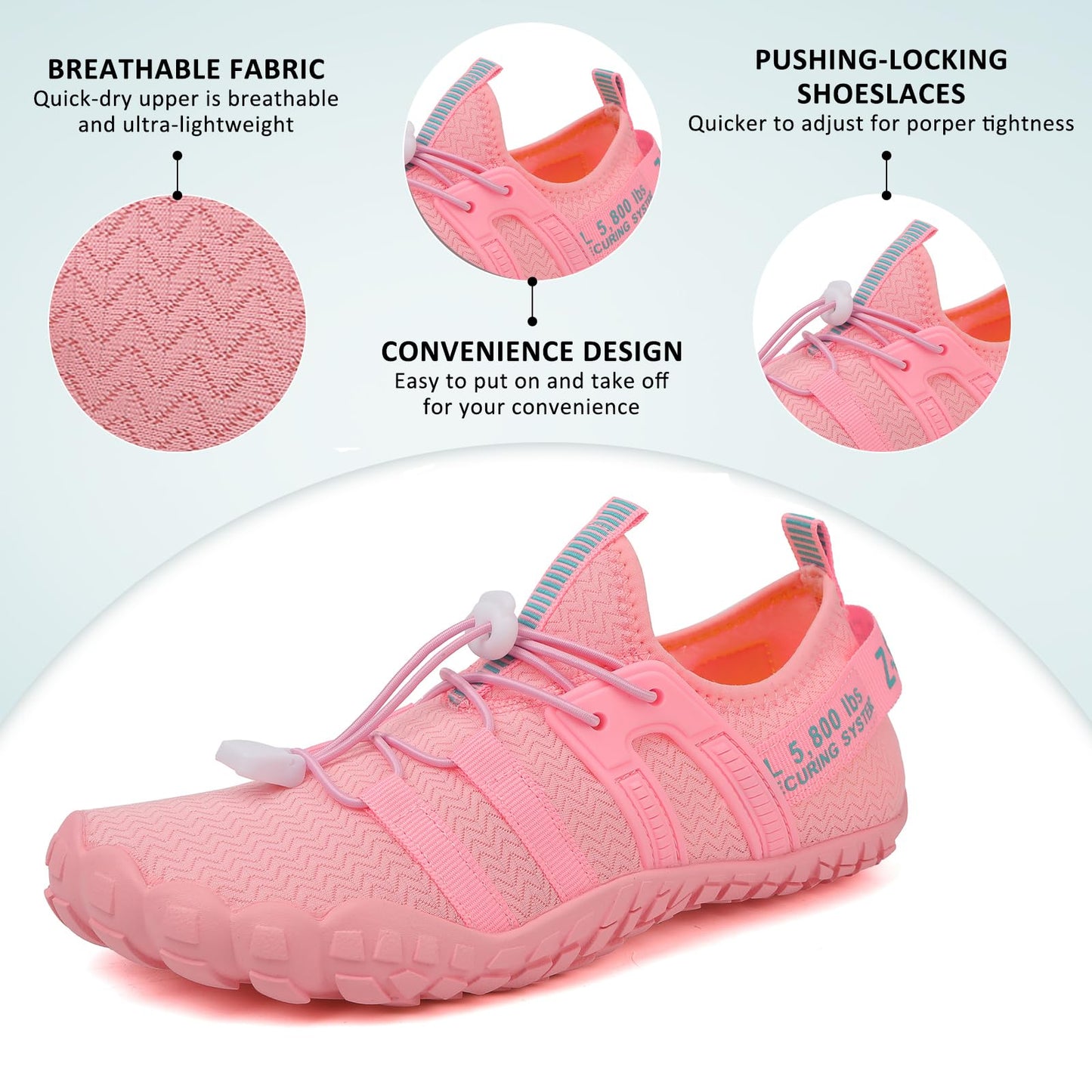 ziitop Wasserschuhe für Damen und Herren Barfußschuhe Unisex Badeschuhe Schnell Trocknend Strandschuhe Leicht Fitnessschuhe Weich Surfschuhe Poolschuhe für Tauchen,Surfen,Wandern,Yoga(Rosa,40EU)